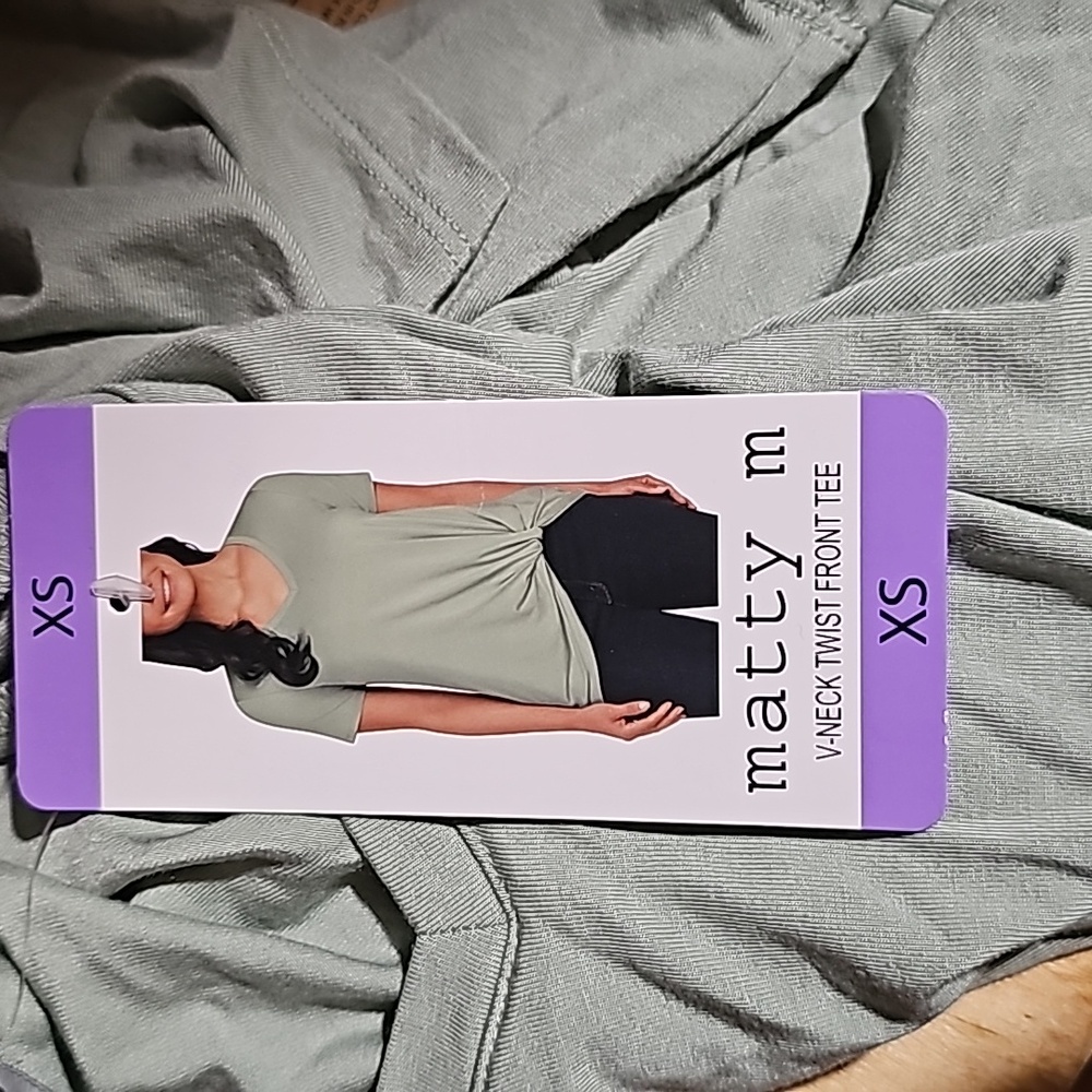 Matty m ladies v-neck twist front tee top